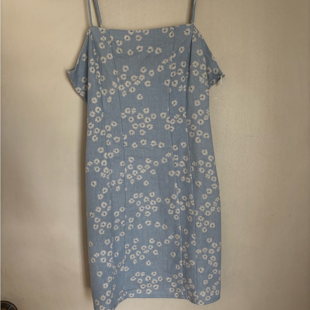 Zara Blue Flutter Sleeve Midi Sundress
